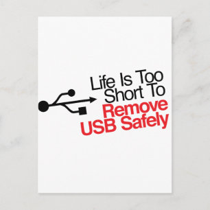Het leven is te kort om USB veilig te verwijderen Briefkaart