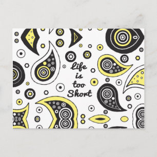 "Het leven is te kort" Paisley Typography Briefkaart