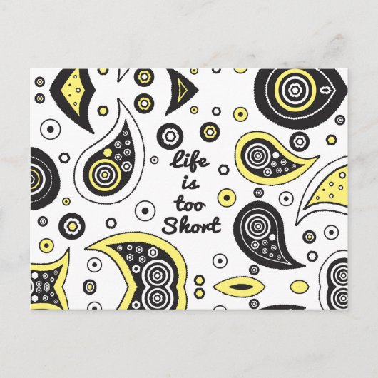 "Het leven is te kort" Paisley Typography Briefkaart (Voorkant)