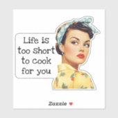 Het leven is te kort Sarcastische Retro Huisvrouw Sticker (Vel)