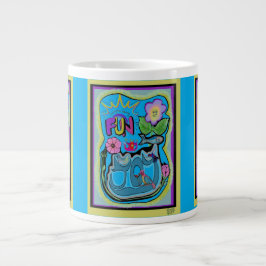 Het leven is te kort, veel plezier! grillige vreug grote koffiekop