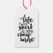 Het leven is te kort voor de Drink van goedkope wi Cadeaulabel (Voorkant)