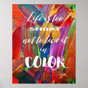 Het leven is te kort voor de kleurrijke trendy mod poster