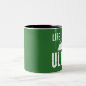 Het leven is ultra-actief tweekleurige koffiemok (Center)