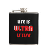 Het leven is ultra, het leven is ultra heupfles (Voorkant)