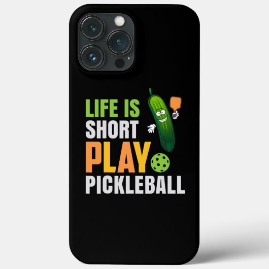 Het leven is verkort met Pickleball Cute Pickle Case-Mate iPhone Case (Achterkant)