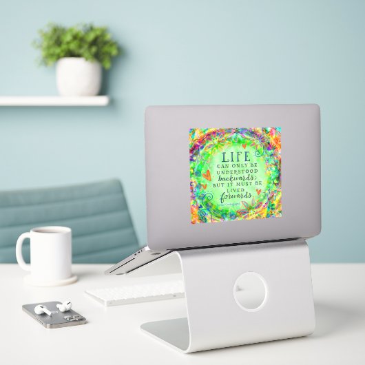 Het leven is verwarrend Boho  Groene Inspirivity Sticker (Laptop op bureau)