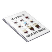 Het leven is vol belangrijke keuzes - Grappig koff Notitieboek (Rechterzijde)