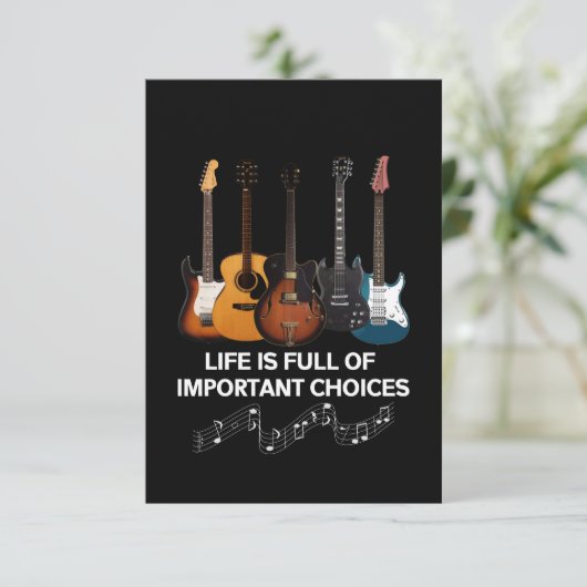 Het leven is vol belangrijke keuzes Guitar Lover Bedankkaart (Staand voorkant)