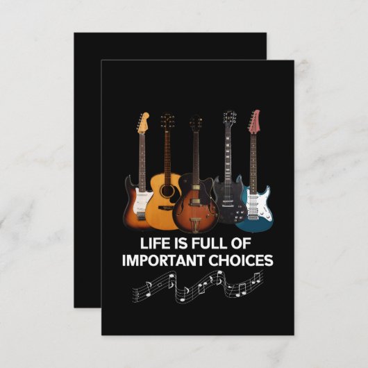 Het leven is vol belangrijke keuzes Guitar Lover Bedankkaart (Voorkant / Achterkant)