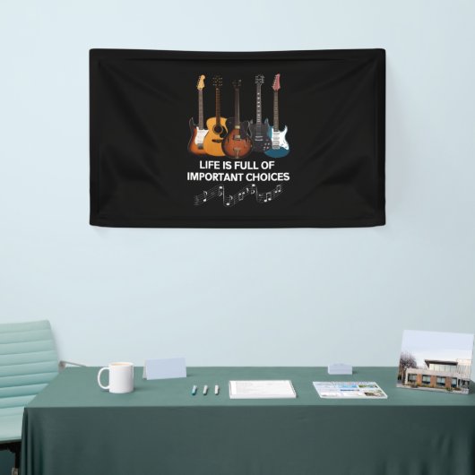 Het leven is vol belangrijke keuzes Guitar Lover Spandoek (Beurs)