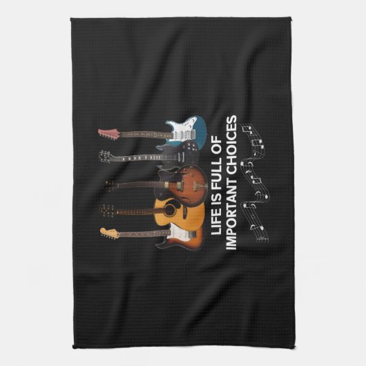 Het leven is vol belangrijke keuzes Guitar Lover Theedoek (Verticaal)