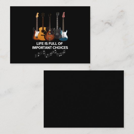 Het leven is vol belangrijke keuzes Guitar Lover Visitekaartje (Voorkant / Achterkant)