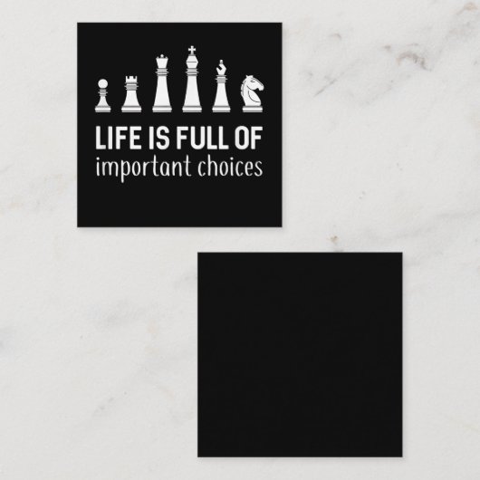 Het leven is vol belangrijke keuzes, schaafoverloo vierkante visitekaartje (Voorkant / Achterkant)