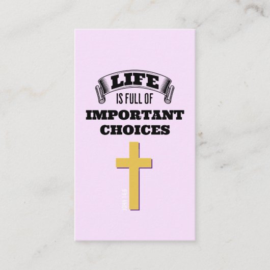 HET LEVEN IS VOLLEDIG BELANGRIJKE KEUZEN VAN HET E VISITEKAARTJE (Voorkant)