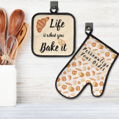 Het leven is wat je het bakt Waterverf gebak & bro Ovenwant & Pannenlap Set