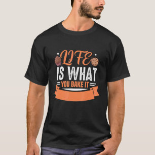 Het leven is wat je het motif voor snoek en koekje t-shirt