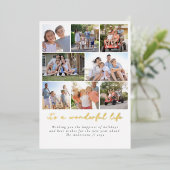 Het Leven is Wonderschone Foto Collage Kerstmis Folie Feestdagenkaart (Staand Voorkant)