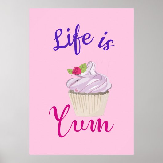 Het leven is Yum Dreamweaver Pink Cupcake Poster (Voorkant)