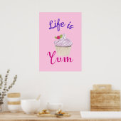 Het leven is Yum Dreamweaver Pink Cupcake Poster (Keuken)