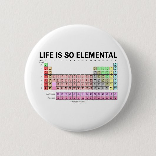 Het leven is zo Elementair (Periodieke Lijst van Ronde Button 5,7 Cm (Voorkant)