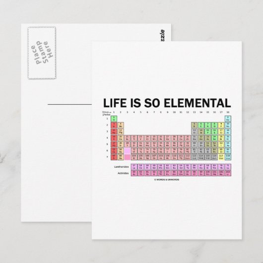 Het leven is zo elementair (periodieke tabel van e briefkaart (Voorkant / Achterkant)