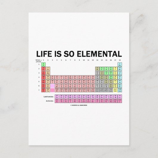 Het leven is zo elementair (periodieke tabel van e briefkaart (Voorkant)