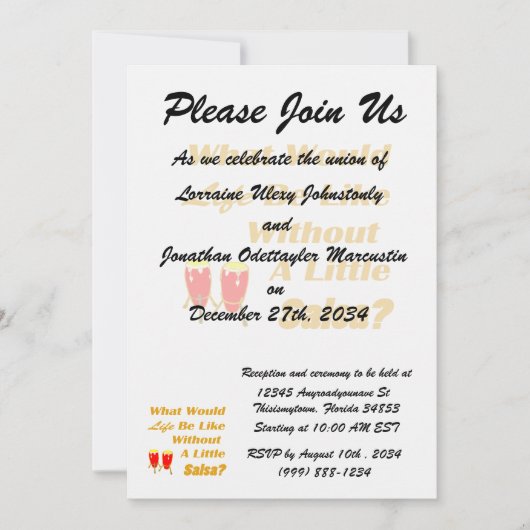 het leven is zoals zonder salsa oranje salsa rode  kaart (Voorkant)