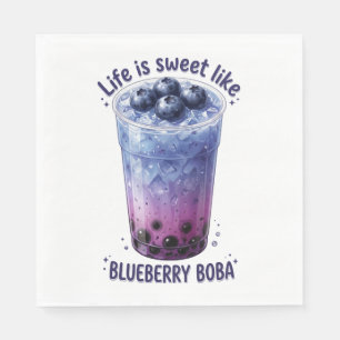 Het Leven Is Zoet Als Blauwebes Boba Servet