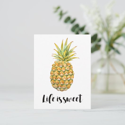 Het leven is zoet ananas briefkaart (Staand voorkant)