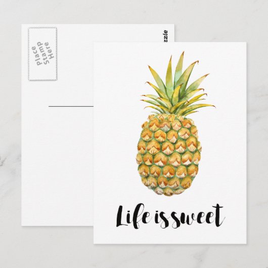 Het leven is zoet ananas briefkaart (Voorkant / Achterkant)