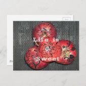 Het leven is zoet: Apple en Floral Motief Design Briefkaart (Voorkant / Achterkant)