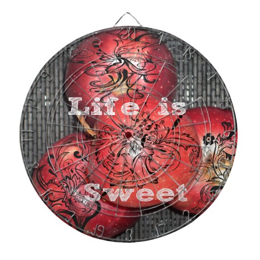 Het leven is zoet: Apple en Floral Motief Design Dartbord (Voorkant)