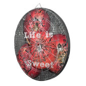 Het leven is zoet: Apple en Floral Motief Design Dartbord (Voorkant Rechts)