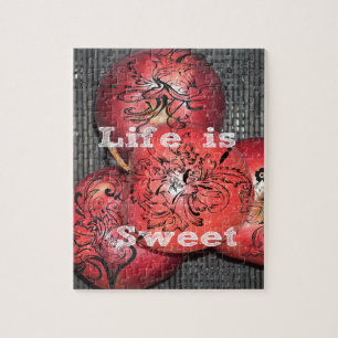 Het leven is zoet: Apple en Floral Motief Design Legpuzzel