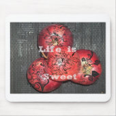 Het leven is zoet: Apple en Floral Motief Design Muismat (Voorkant)