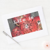 Het leven is zoet: Apple en Floral Motief Design Rechthoekige Sticker (Envelop)