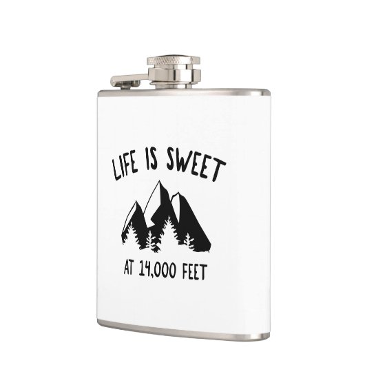 Het leven is zoet op 14.000 voet heupfles (Links)