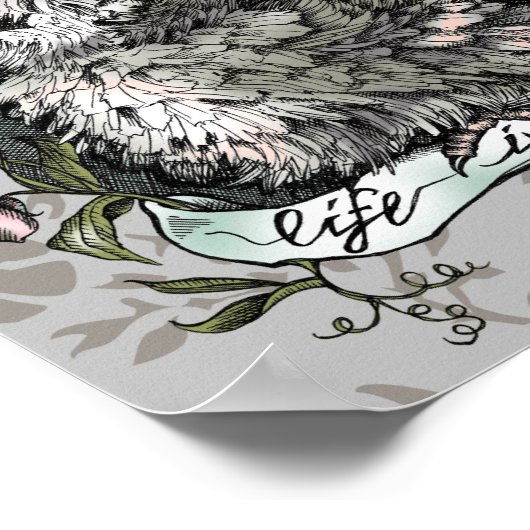 Het leven is zoet (Silkie Hen & Sweet Peas), Taupe Poster (Hoek)