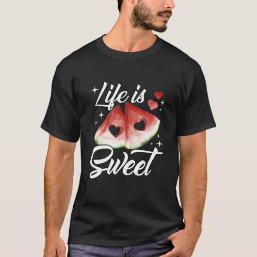 Het leven is zoete watermeloen dag t-shirt (Voorkant)