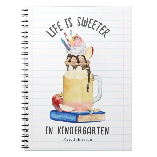 Het leven is zoeter in de kleuterschool Milkshake  Notitieboek (Voorkant)