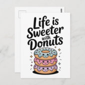 Het Leven Is Zoeter Met Donuts Briefkaart (Voorkant / Achterkant)