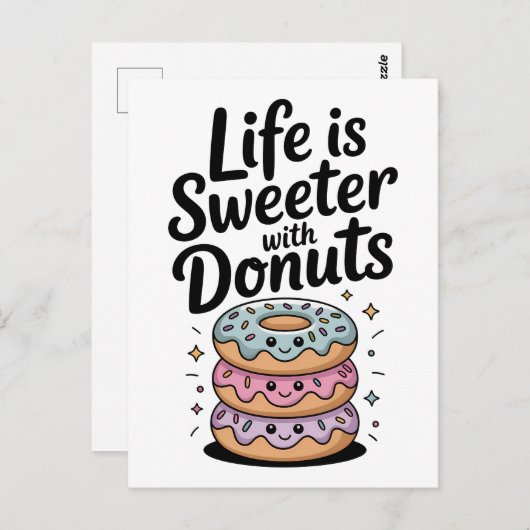 Het Leven Is Zoeter Met Donuts Briefkaart (Voorkant / Achterkant)