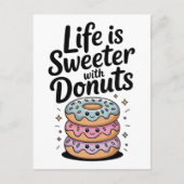 Het Leven Is Zoeter Met Donuts Briefkaart (Voorkant)