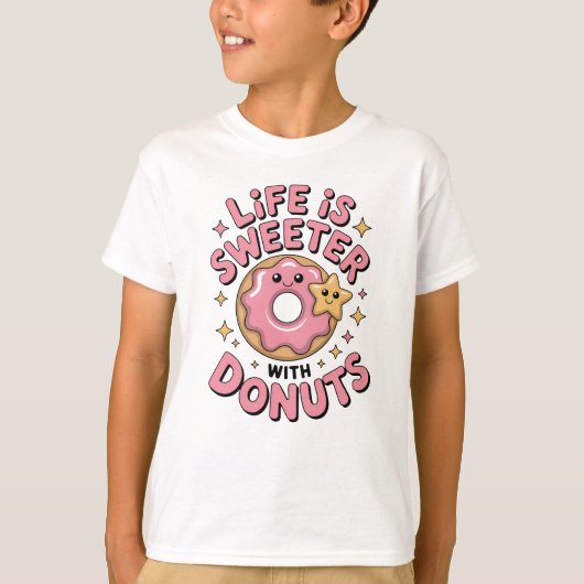 Het leven is zoeter met donuts | Kinder Rugtas T-shirt (Voorkant)