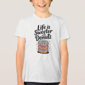 Het Leven Is Zoeter Met Donuts | Kinderen Tri-Blend Shirt (Voorkant)