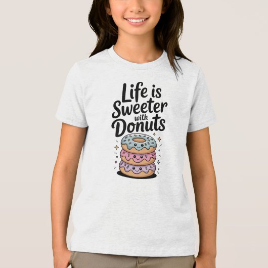 Het Leven Is Zoeter Met Donuts | Kinderen Tri-Blend Shirt (Voorkant)