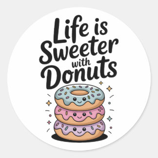 Het Leven Is Zoeter Met Donuts Ronde Sticker