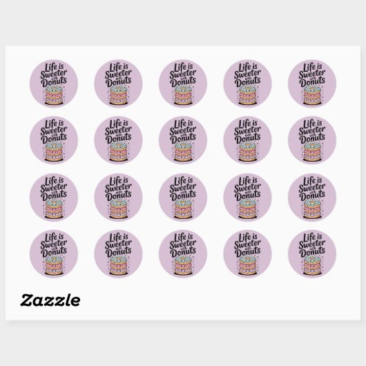Het leven is zoeter met donuts ronde sticker (Vel)