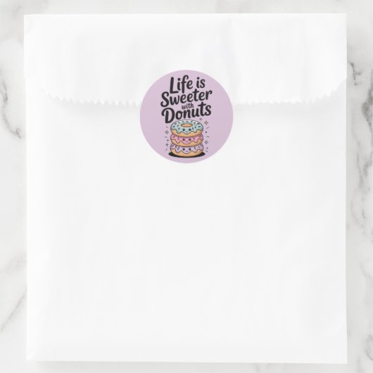 Het leven is zoeter met donuts ronde sticker (Tas)